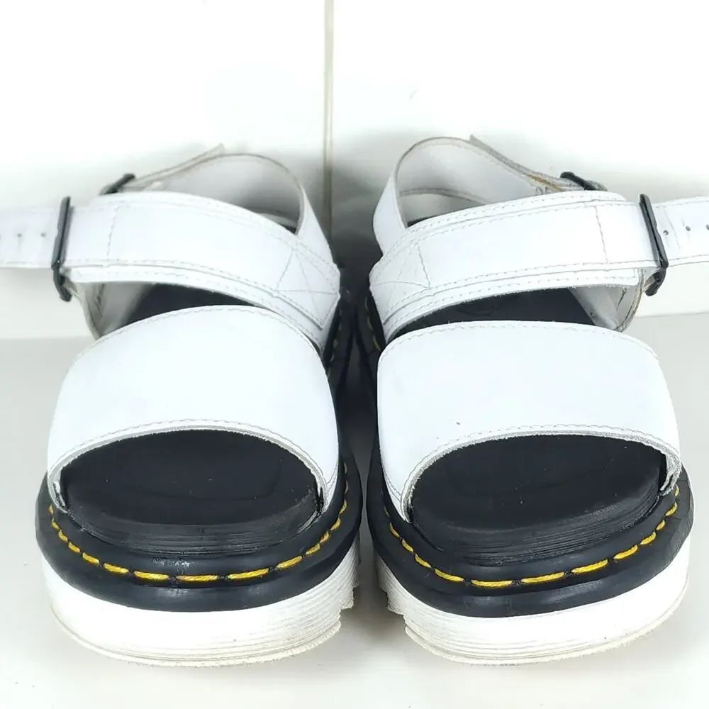 Dr Martens Voss Women's US7 White Hydro Leather Buckle Platform Sandals Shoes - Picture 5 of 16